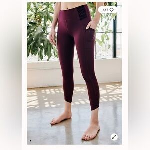 Free People Movement Wonderstruck Velvet Leggings Burgundy Wine Ted Purple M